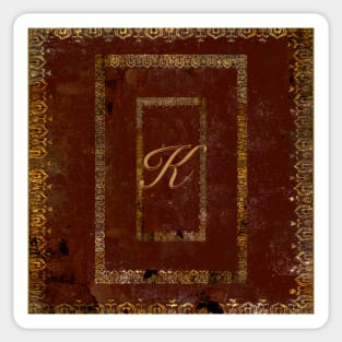 Distressed Leather Book Cover Design Initial K Sticker